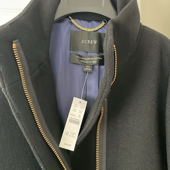 NWT J. Crew Black Cocoon Coat in Stadium Cloth Wool, size 00 - Picture 2 of 5